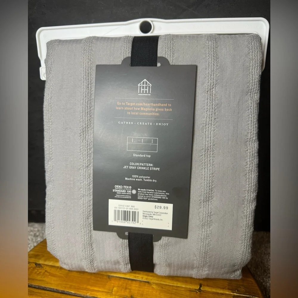 Hearth & Hand Magnolia Shower Curtain Gray Woven Crinkle Stripe Farmhouse 72x72